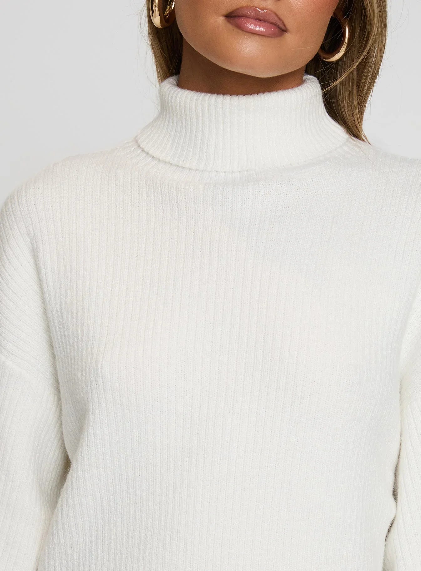 Sonelle Long Sleeve Knit Mini Dress White