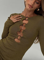 Dejonge Long Sleeve Ring Mini Dress Olive