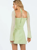 Dyer Sheer Sleeve Mini Dress Sage