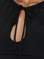 Ivina Keyhole Ruched Scoop Mini Dress Black