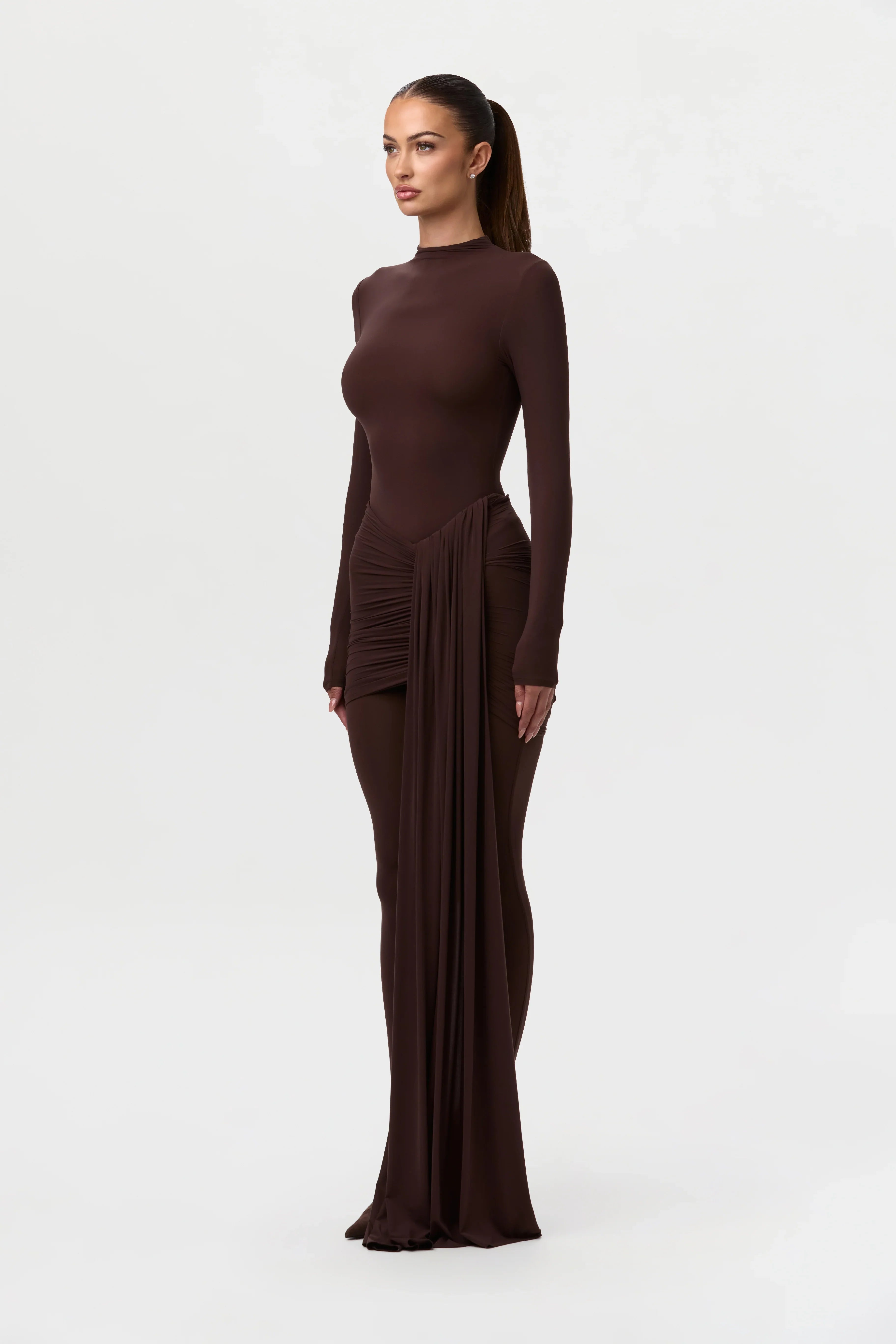 Naked Ruched Drape Mini Skirt