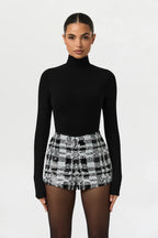 Sequin Plaid Hot Pants