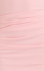 Lani Midi Dress - Scooped Neckline Draped Skirt Halter Dress in Pink