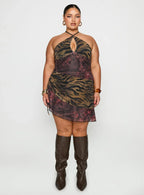 Syrefena Halter Mini Dress Multi Curve