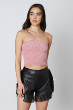 Vegan Leather Fringe Shorts