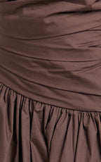 Almera Mini Dress - Strapless Ruched Dress in Chocolate