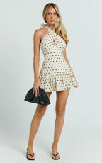 Elise Mini Dress - Keyhole Halter Dress in White