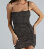 After Hours Glitter Knit Ruched Dress