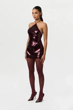Sequin Open Back Halter Top