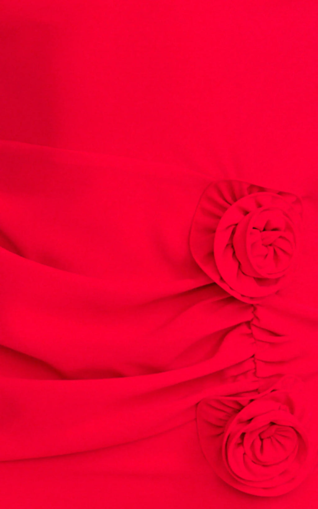 Vivienne Midi Dress - Boat Neck Long Sleeve Rosette Detail Dress in Red