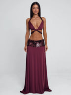 ALUNA MAXI SKIRT BURGUNDY