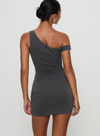 True Desires One Shoulder Mini Dress Grey
