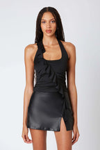 Ruffled Halter Knit Top