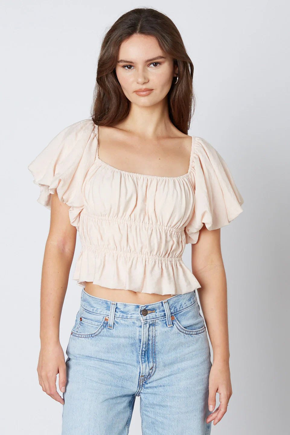 Smocked Puff Sleeve Top