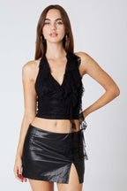 Lace Ruffle Halter Top