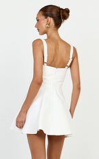 Talia Mini Dress - Scoop Neck Fit And Flare Dres in White