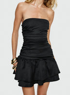 Grayce Strapless Ruched Mini Dress Black