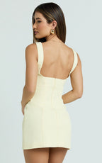 Aretha Mini Dress - Panel Dress in Lemon