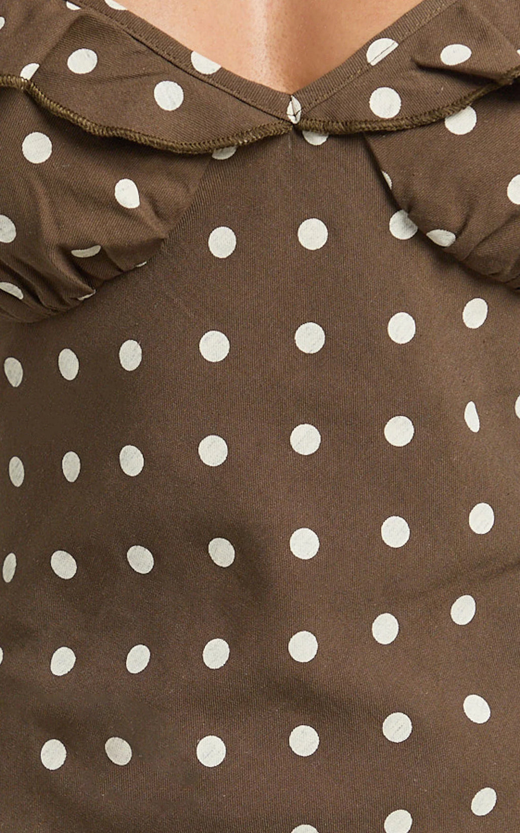 Isla Mini Dress - Ruffle Sleeve A Line Dress in Chocolate Polka Dot