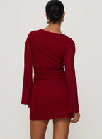 Epiphany Long Sleeve Mini Dress Burgundy