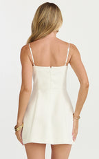 Benson Mini Dress - Sweetheart Fit And Flare Tulip Dress in Off White