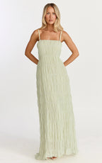 Cleo Maxi Dress - Textured Detail Dress in Sage