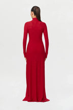 Stretch Lace Turtleneck Maxi Dress