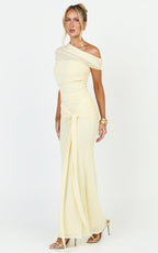 Nicolette Maxi Dress - Cape Sleeve Off Shoulder Dress in Yellow