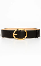 Shelley Belt - Oval Buckle Belt in Black