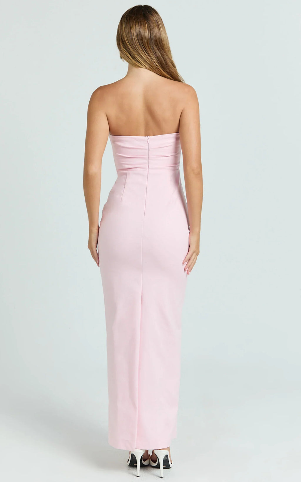 Jamie Maxi Dress - Strapless Ruched Fitted Column Dress in Pink