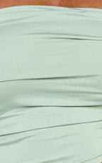 Fergie Maxi Dress - Strapless Side Ruched Cut Out Fitted Dress in Sage