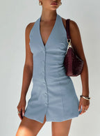 Vyxen Halter Mini Dress Blue