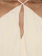 Evelia Keyhole Halter Mini Dress Butter Yellow