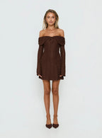 Colettie Long Sleeve Mini Dress Chocolate