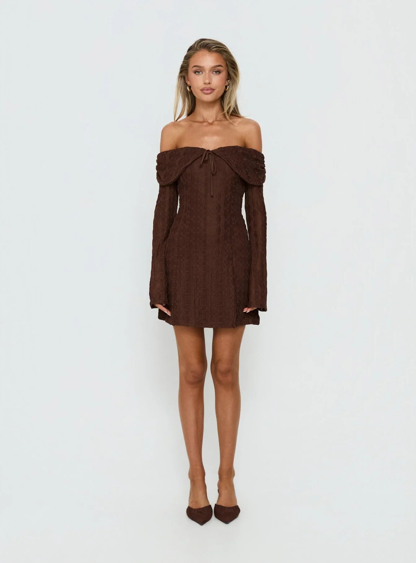Colettie Long Sleeve Mini Dress Chocolate