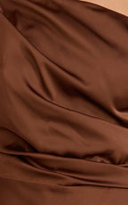 Sienna Mini Dress - Tipped Shoulder Long Sleeve Dress in Chocolate