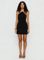 Quenbie Hardware Halter Mini Dress Black