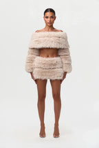Faux Fur Off-Shoulder Pelted Top