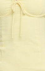 Mikayla Mini Linen Blend Dress - Sweetheart Ruched Bust Fitted Dress in Lemon