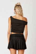 Asymmetrical Cropped Knit Top