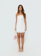 Karlottie Strapless Mini Dress White Burnout