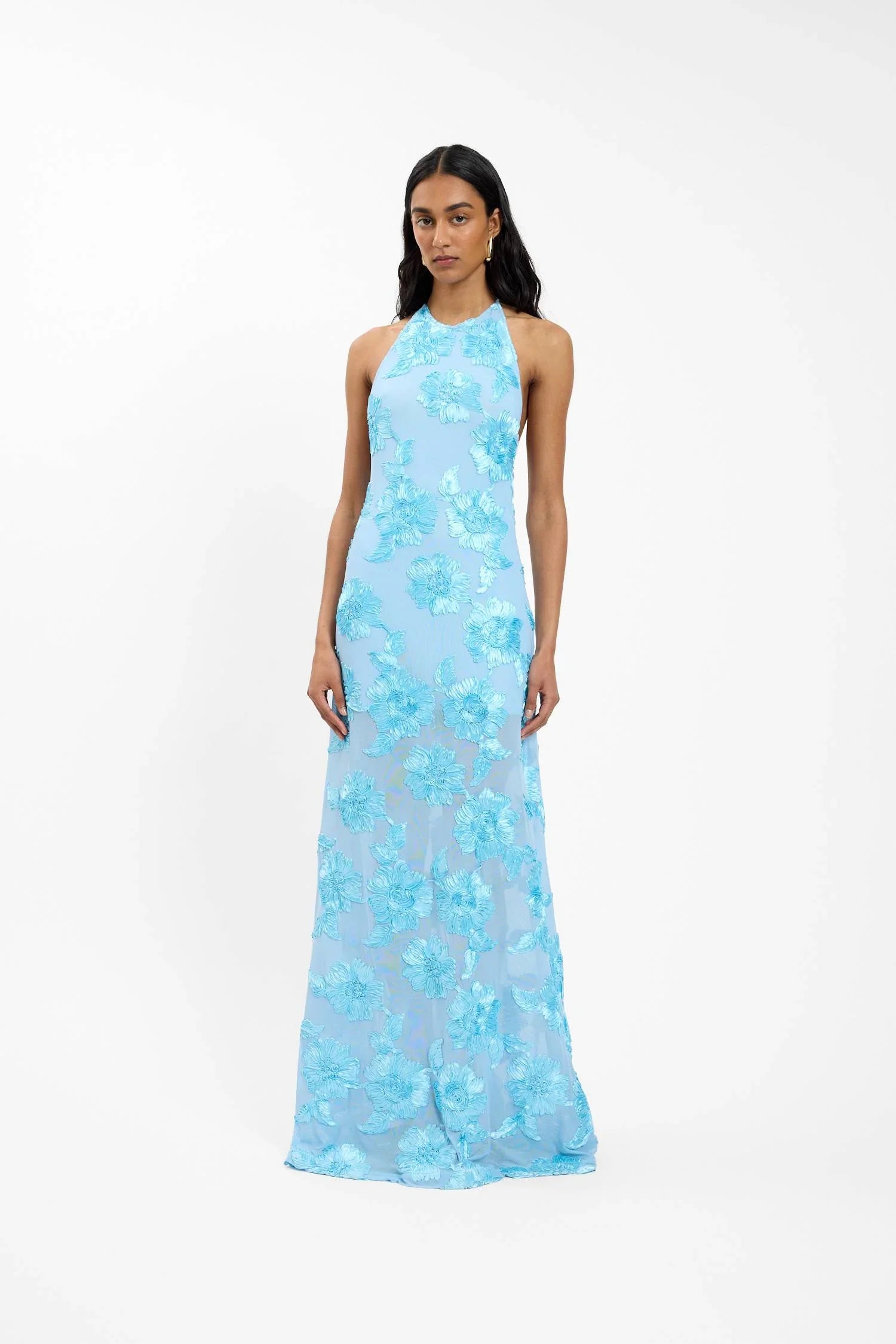 Embellished Backless Maxi Dress | Baby Blue