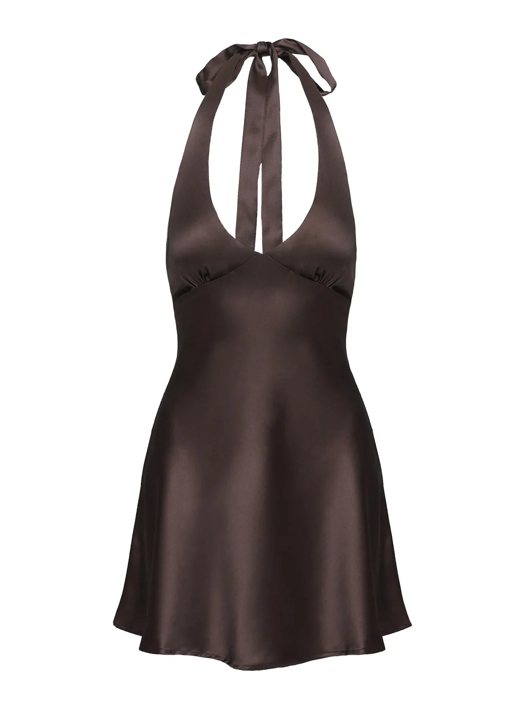 Pelagia Halter Scarf Tie Mini Dress Brown Petite