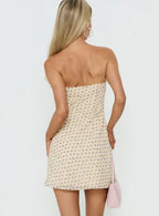Ennia Strapless Mini Dress Yellow Ditsy Floral