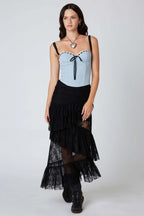 Lace Midi Tiered Skirt
