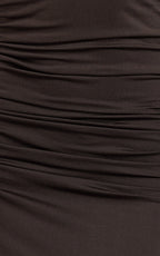 Daniella Maxi Dress - Halter Tie Ruched Maxi Dress in Chocolate