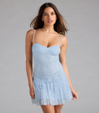 Sweet Glamour Beaded Strap Lace Mini Dress