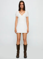 Viella Broiderie Mini Dress White