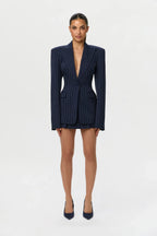 Pinstripe Suiting Pleated Mini Skirt