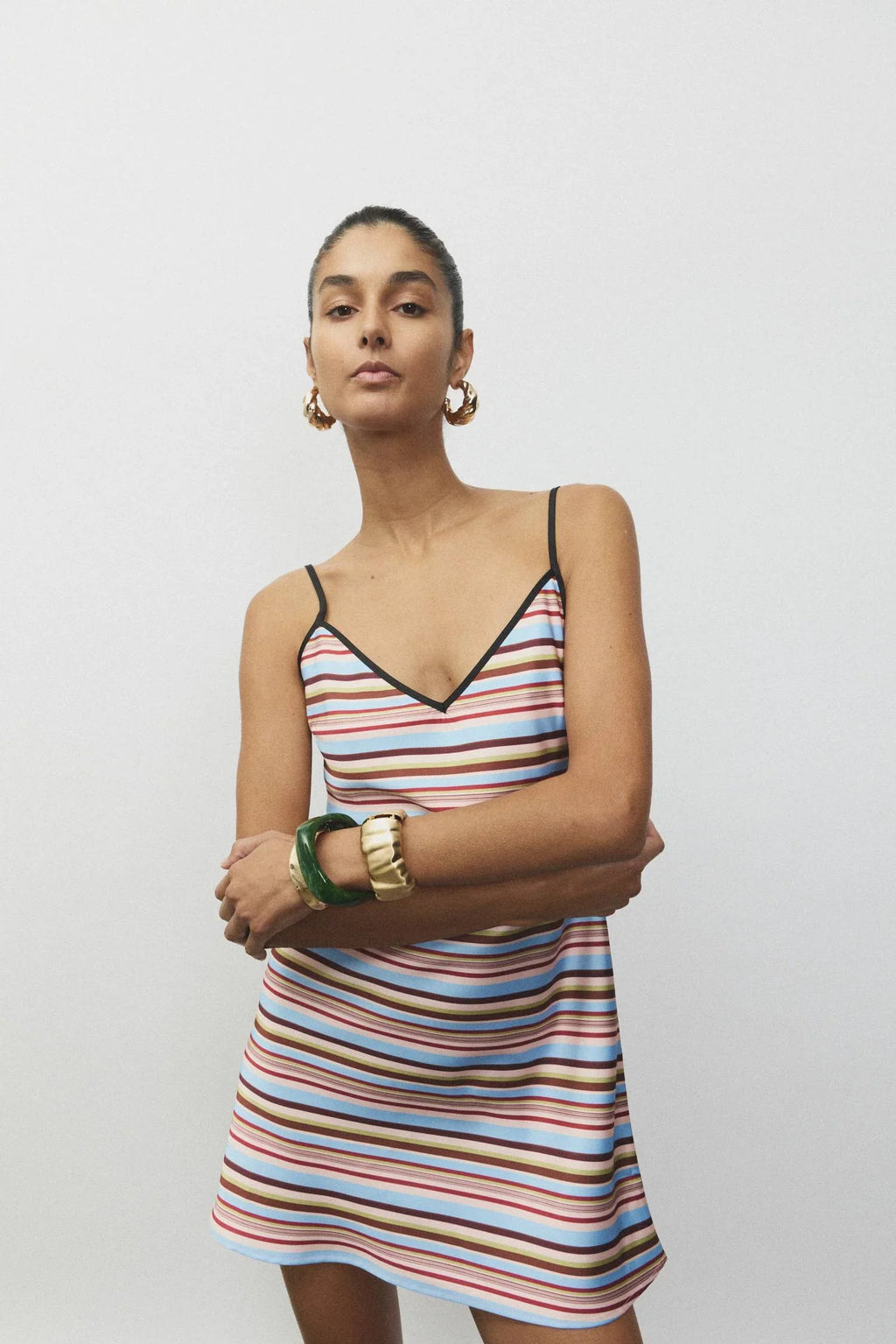 Bias Mini Dress | Vintage Stripe